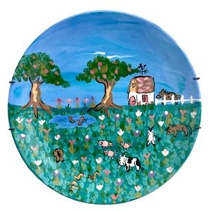 Vintage LESAL Ceramic Farm Animal Decorative Collectors Plate